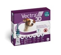 VECTRA 3D Antiparassitario per Cane 3 Pipette Antipulci, Antizecche e Antizanzare per cani 4/10 kg Protegge da Pulci, Zecche, Flebotomi e Mosche