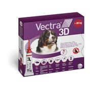 VECTRA 3D Antiparassitario per Cane 3 Pipette Antipulci, Antizecche e Antizanzare per cani XL oltre 40 kg Protegge da Pulci, Zecche, Flebotomi e Mosche