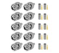 Vecys 10 PCS BNC Connettori 50 Ohm BNC Maschio Crimpare Connettore per RG58 RG142 RG400 VLMR195 RF Coassiale Cavo