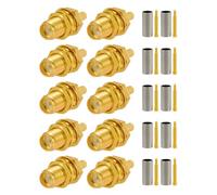 Vecys 10 PCS RP SMA Connettori RP SMA Femmina Bulkhead con Maschio Pin Crimpare Connettore per RG316 RG174 RF Coassiale Cavo