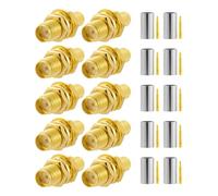 Vecys 10 PCS RP SMA Connettori RP SMA Femmina Bulkhead con Maschio Pin Crimpare Connettore per RG58 RG142 RG400 LMR195 RF Coassiale Cavo