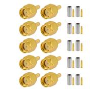 Vecys 10 PCS RP SMA Connettori RP SMA Maschio Crimpare Connettore per RG316 RG174 RF Coassiale Cavo