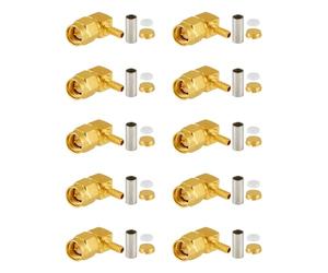 Vecys 10 PCS SMA Connettori SMA Maschio Angolo Retto Crimpare a Connettore per RG316 RG174 RF Coassiale Cavo