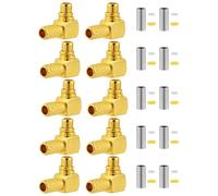 Vecys 10 Pezzi MMCX Maschio Crimpare Connettori 50 Ohm MMCX Spina Connettore RF ad Angolo Retto per Cavo Coassiale RF RG174 RG316