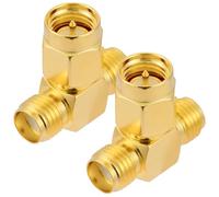 Vecys 2 Pezzi Adattatore SMA Splitter a 3 Vie a Forma di T SMA Maschio a Doppia Femmina Splitter Adattatore Antenna Convertitore 50 Ohm