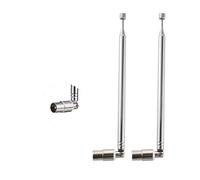 Vecys 2 Pezzi Antenna Telescopica con Connettore TV Maschio 7 Sezioni Antenna Telescopica 71.5 CM/28 IN per Ricezione TV DVB-T DVB-T2 FM AM Stereo