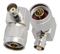 Vecys 2 Pezzi BNC Femmina a N Maschio Adattatore ad Angolo Retto 50 Ohm N a BNC Adattatore Coassiale RF da 90 Gradi per Cavo Coassiale Antenna