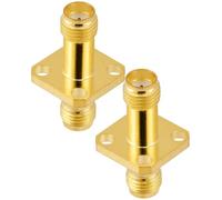 Vecys 2 Pezzi Connettore Coassiale RF SMA Femmina a SMA Femmina a 4 Fori da Pannello 50 Ohm Flangia Chassis SMA Adattatore Placcato in Oro per Montaggio su Telaio per Antenna Coassiale WiFi