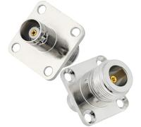 Vecys 2 Pezzi N Femmina a BNC Femmina Montaggio a Pannello a 4 Fori Connettore 50 Ohm N a BNC Adattatore Coassiale RF 4 Fori Flangia Pannello Montaggio su Telaio per Cavo Coassiale Antenna Radio