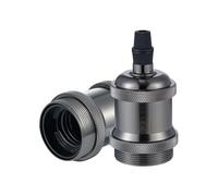 Vecys 2 Pezzi Portalampada E27 Vintage Bronzo Adattatore Edison Retro Portalampada Adattatore per Lampadine Vintage Lampada a Sospensione（Nero Perlato）