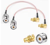 Vecys 2PCS SO239 a SMA Pigtail SMA Femmina Ad Angolo Retto a UHF Femmina SO-239 RF Cavo Coassiale Coassiale RG316 6 "/15 CM per Walkie Talkie CB Radio Antenna Radio Portatile