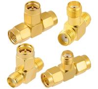 Vecys 4 Pezzi Adattatore SMA Splitter a 3 Vie a Forma di T SMA Kit de Antenna Convertitore 4 Tipi 50 Ohm
