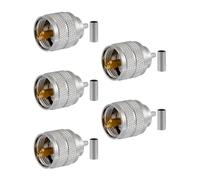 Vecys 5 Pezzi PL-259 Maschio Connettori 50 Ohm UHF PL259 Maschio a Crimpare Adattatore Connettore Coassiale RF per RG174 RG316 RG178 Cavo Coassiale a Bassa Perdita Compatibile con Radioamatori