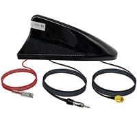 Vecys Antenna DAB DAB+ Car Shark Fin FM/AM Radio Antenna Signal Booster SMA a DIN Connettore Auto Tetto DAB Car Digital Stereo Radio 5m RG174 Cavo per Veicolo Auto Digital FM/AM Radio