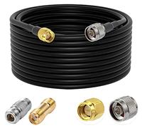 Vecys N a SMA Ponticello N Maschio a SMA Maschio Cavo Coassiale a Bassa Perdita RG58 49.2FT/15M + 2PCS Kit Adattatori per 3G 4G 5G LTE Antenna Ham Radio GPS WiFi