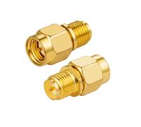 Vecys SMA Stecker auf RP-SMA Buchse (mit pin) Adapter RF Koaxial Koax Gerader Adapter Vergoldet für Antenne Router Karte Drahtloses (2 Stück)