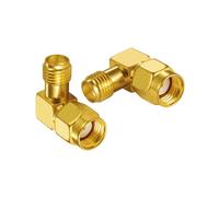 Vecys Wifi Antennenadapter RP-SMA Adapter Stecker zu Buchse Rechtwinkliger 90 Grad RF Koaxial Koax Adapter Vergoldet für Wifi Antenne Router PCI Karte Drahtloses WLAN Netzwerk (2 Stück)