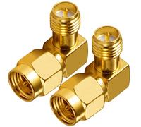 Vecys Wifi Antennenadapter SMA Stecker auf RP-SMA Buchse (mit pin) Adapter Rechtwinkliger 90 Grad RF Koaxial Koax Adapter für 2G 3G 4G Wifi Antenne Router Drahtloses WLAN Netzwerk (2 Stück)