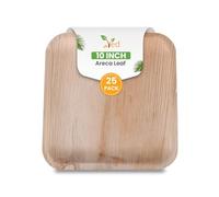 Ved 25 piatti monouso ecologici e biodegradabili in foglia di areca, quadrati da 25 cm, compostabili, resistenti e adatti al forno, in bambù, per cibi caldi, matrimoni, picnic e feste.