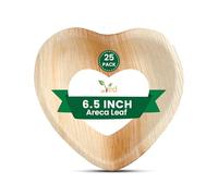 Ved, piatti monouso biodegradabili ed ecologici a forma di cuore da 6,5" (16,25 cm), confezione da 25, stoviglie monouso compostabili e robuste per picnic, matrimoni, feste ed eventi.