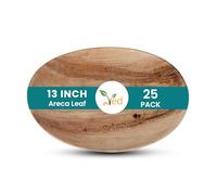 Ved Piatto monouso ecologico e biodegradabile in foglia di areca 13" (32,5 cm), ovale, compostabile, piatto resistente per matrimoni, feste e picnic, adatto al microonde e al forno.
