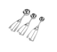 VEDA Set di 3 cucchiai in acciaio inox con rilascio a grilletto, set di paletta per biscotti per cuocere cupcake e ingredienti di misurazione