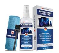 Veddelholzer Set di pulizia dello schermo da 250 ml, detergente per display con panno in microfibra e pennello per tastiera, per laptop, monitor, TV, smartphone, display auto, pulizia senza strisce