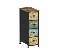 VEDECASA Armadio sottile con 4 cassetti in tessuto bohemien toletta, cassettiera per camera da letto, soggiorno, corridoio, struttura in metallo, legno vintage