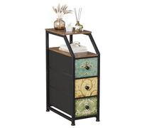 VEDECASA Cassettiera con 3 cassetti, Cassettiera stretta in tessuto, Armadio portaoggetti con motivo retrò e piano in legno, Cassettiera per camera da letto, corridoio, soggiorno