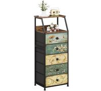 VEDECASA - Comò con 5 cassetti in tessuto, armadio con cassetti con ripiano aperto, tavolo da trucco bohemio, armadio per la conservazione, comodino, tavolino per camera da letto e soggiorno