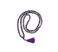 Vediknectar® Collana da donna in cristallo Mala Mala Feng Shui Ameythst pietre Reiki Mala collana di cristallo perline rotonde preghiera Mala tibetano buddista Mala decorazione spirituale portafortuna