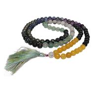 Vediknectar® Cristallo Mala, collana da donna Feng Shui con pietre ametista Reiki-Mala cristallo perline rotonde preghiera mala tibetana buddista mala decorazione spirituale portafortuna, Groß, Pietra