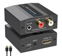 VEDINDUST Adattatore Audio HDMI ARC Convertitore Estrattore Audio Extractor a RCA L/R Stereo/3.5mm AUX con Alimentazione USB & Cavo HDMI ARC in Lega di Alluminio per PS4/5 HDTV Amplificatore
