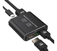 VEDINDUST Adattatore da Displayport a Dual HDMI 4K60Hz 1 in 2 Out Display Port DP 1.4 a 2 HDMI Splitter per PC Scheda grafica Monitor esteso e modalità Mirror per Windows, MacOS Solo modalità Mirror