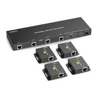 VEDINDUST Extender HDMI splitter 1 ingresso 6 uscite su Cat6/7 Ethernet HDMI fino a 50M 165ft con 2 uscite Loop Supporta la gestione EDID 1080P60Hz POC