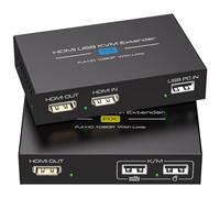 VEDINDUST Extender KVM HDMI USB 120 m KVM Extender su cavo di rete RJ45 Cat5e/6 con loop out, supporta il controllo remoto del mouse e della tastiera