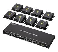 VEDINDUST HDMI Extender Splitter 1 In 8 Out Fino a 50 Metri 165 Piedi su Cavo Ethernet Cat6 7 Con 1 Uscita Loop Supporto EDID 1080P 60Hz POC
