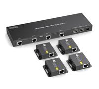 VEDINDUST HDMI Extender Splitter 4k30Hz 1 in 5 out 50m 165ft su Cat5e / 6/7 HDMI Extender Ethernet Transmitter Receiver Supported Setup EDID (Include 1 Loop Out)