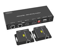 VEDINDUST HDMI Splitter Extender 1 in 2 Out 50m,Over Cat5e 6 7 Ethernet Trasmettitore Ricevitore Supporto Preimpostazioni EDID 1080p POC Solo Bisogno di Alimentazione TX per lavoro
