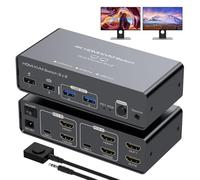 VEDINDUST KVM Switch Dual Monitor 4K60HZ Conmutadores para 2 ordenadores Compartiendo 2 Monitores y 4 Dispositivos USB C no admite transferencia de vídeo