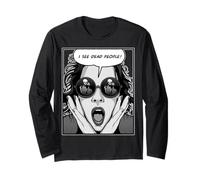 Vedo i Morti Pop Art Emo Goth Girl Maglia a Manica