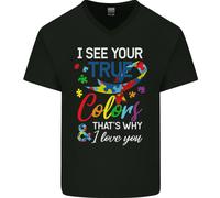 Vedo I Tuoi Veri Colori Maglietta In Cotone A V Per Uomini Autistici