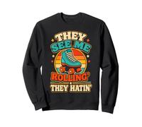 Vedono Roller Skate Me Rolling Retro Skater Hatin Girls Felpa