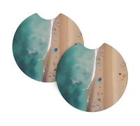 Veduta aerea della spiaggia sottobicchieri auto, confezione da 2 sottobicchieri universali per auto, accessori per interni auto, 2,7 pollici, e (circa 6,9 cm).