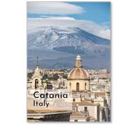 Veduta della Città di Catania con l'Etna nel, Design 1, Calamita da Frigo