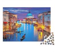 Veduta Notturna Venezia Paesaggio Puzzle 1000 Pezzi Carta per Adulti Scena Canale Gioco di Puzzle 1000 Pezzi Rilassante Famiglia Arredo Regalo 38x26cm/1000pcs