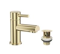 VeeBath Delta - Miscelatore monocomando per lavabo, finitura in ottone spazzolato, ingresso G1/2", monocomando, bordo arrotondato, design moderno, rubinetto per lavabo e bagno