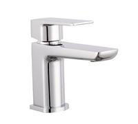VeeBath Lagoon - Miscelatore per lavabo quadrato morbido con scarico pop-up, finitura cromata moderna, comando a leva singola, ingresso BSP G1/2", rubinetti da bagno a ponte, rubinetti per vasca e