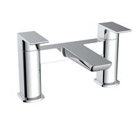 VeeBath Lagoon - Miscelatore per vasca da bagno quadrato morbido, finitura cromata moderna, controllo a doppia leva, ingresso BSP G3/4", coppia di rubinetti quadrati da bagno