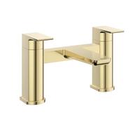VeeBath Lagoon - Miscelatore per vasca da bagno quadrato morbido, finitura moderna in ottone spazzolato, controllo a doppia leva, ingresso BSP G3/4", coppia di rubinetti da bagno quadrati da incasso